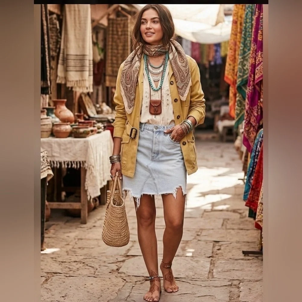 We the Free by Free People Going Rogue Patched Mini Skirt in Tidal Wave 29